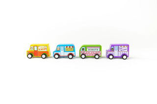 Mini Wooden Pull Back Food Trucks