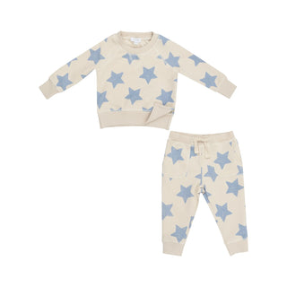 Angel Dear French Terry Sketchy Stars Blue Sweatshirt & Jogger Set