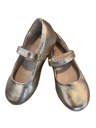 Kimey Bailarina Metallic Gold Mary Janes with Velcro Strap