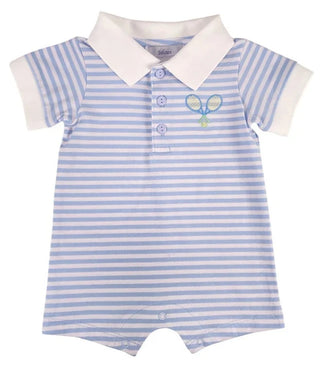 Ishtex Tennis Boy's Blue Striped Knit Romper