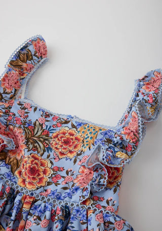 Marlo Kids Iliana Cotton Floral Frill Maxi Dress