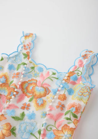 Marlo Kids Bianca Floral Embroidered Mini Dress