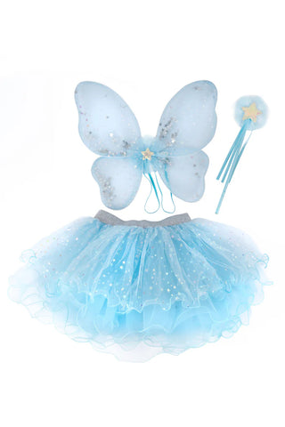Iridescent Celestial Fairy Wings, Tutu, & Wand Set