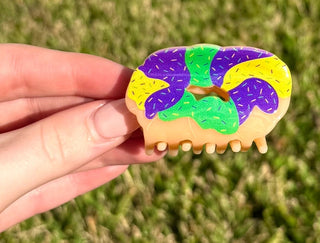 Mini Mardi Gras King Cake Custom Claw Clip