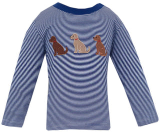 Claire & Charlie Navy Striped L/S Knit Shirt - Labrador