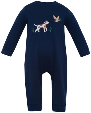 Hunting Dog - Navy Blue Knit Long Sleeve Romper