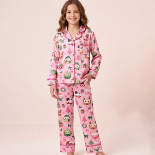 Tweenstyle Dumpling Christmas Print Loungewear Set in pink