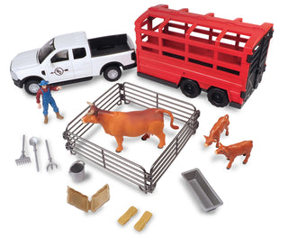 Big Country 18-Piece Truck & Cattle Trailer Playset