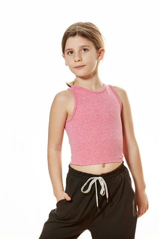 Kid's Seamless Knit Chevron Crop Top - Bossy Pink