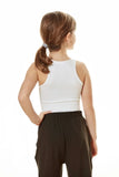 Kid's Seamless Knit Chevron Crop Top - White