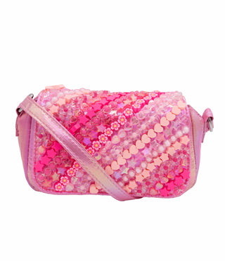 Bari Lynn Pink Quilted Full Charm Bag with Crossbody Strap