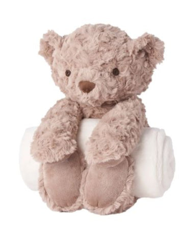 Bedtime Huggie Brown Plush Bear & Blanket Set