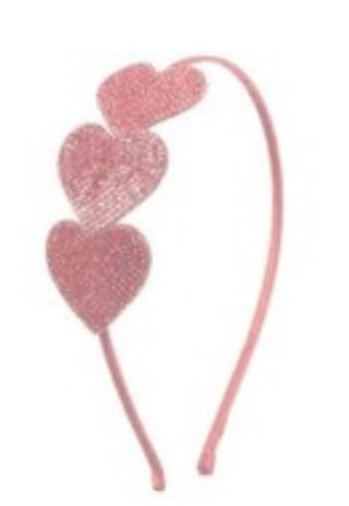 Bari Lynn Crystallized Headband Pink Heart Trio