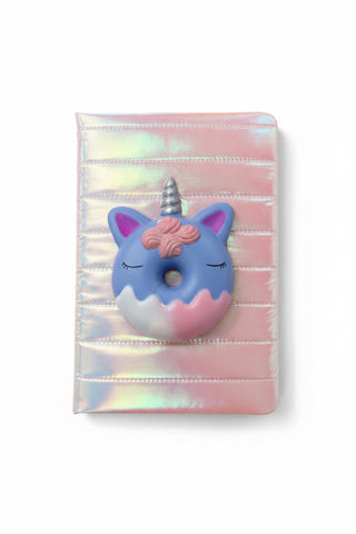 Bari Lynn Quilted Squish Journal- Shiny Purple Unicorn Donut