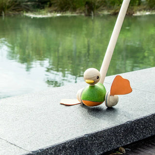 Plan Toys Wooden Push Along Duck