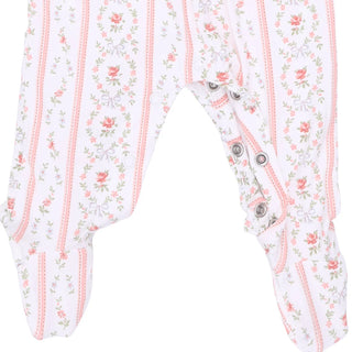 Angel Dear Marnie Rosebud Stripe - Smocked Peter Pan Snap Footie