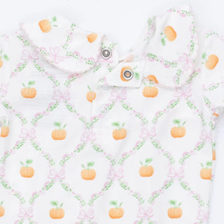 Angel Dear Pretty Pumpkin Trellis - Smocked Peter Pan Snap Footie