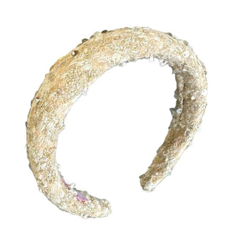 Bari Lynn Padded Sequin Headband- Ivory