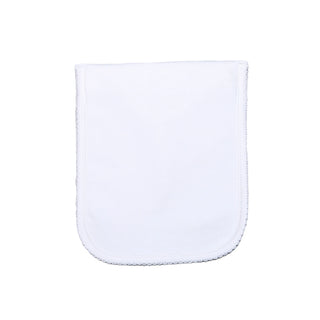 Baby Loren Pima White w/ White Trim Burp Cloth