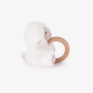 Wooden Ring Rattle - Plush Lamb