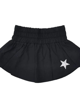 Little Olin Black Gathered Double-Layer Mini Skort