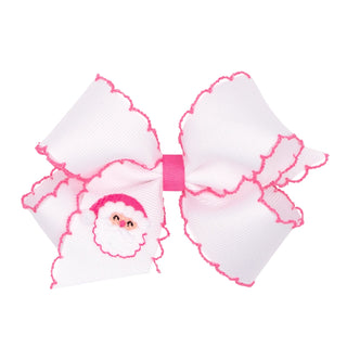 White/Light Pink Christmas Embroidered Santa