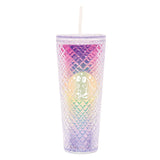 Tall Dazzling Jewel Holographic Tumbler with Straw