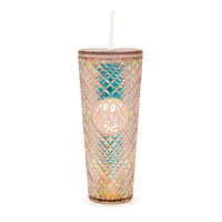 Tall Dazzling Jewel Holographic Tumbler with Straw