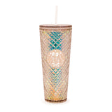 Tall Dazzling Jewel Holographic Tumbler with Straw