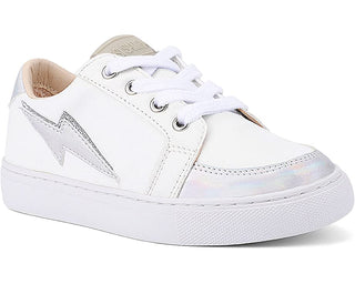 Yosi Samra Bolt Sneaker -White/Iridescent Silver