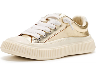 Sperry Kids Amelia Retro Trainer in gold, side view