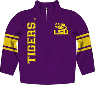 Vive La Fete LSU Tigers Purple Striped Quarter Zip Sweater