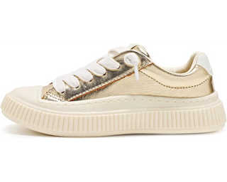 Sperry Kids Amelia Retro Trainer in gold, top view