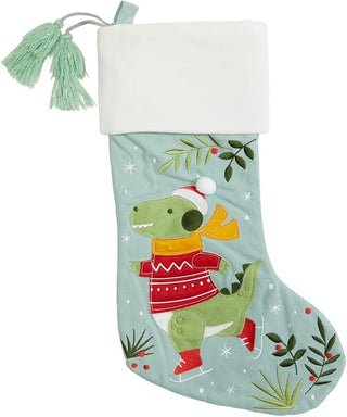 Stephen Joseph Embroidered Dinosaur Santa Stocking
