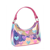 OMG! Accessories Metallic Heart-Patched Clear Mini Hobo Bag