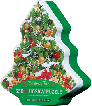 550Pc Christmas Tree Jigsaw Puzzle in Collectible Tin