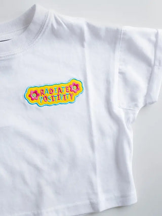 Radiate Positivity White Embroidered Tee