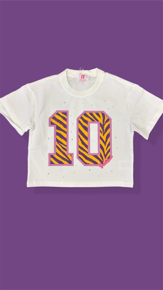 Gameday Purple/Gold Tiger Stripes Shirt Number 10