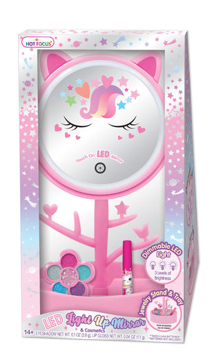 Hot Focus Caticorn LED Light Up Mirror & Cosmetics