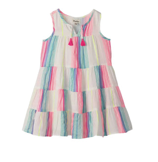 Neon Stripes Layered Tiered Dress