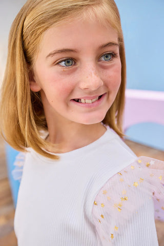 Bisby Sadie Top- Pink & Gold Sparkle Stars