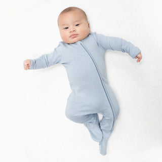 2-Way Zip Romper - Solid Sheer Blue Rib