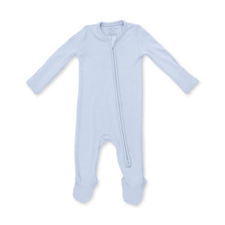 2-Way Zip Romper - Solid Sheer Blue Rib