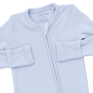 2-Way Zip Romper - Solid Sheer Blue Rib
