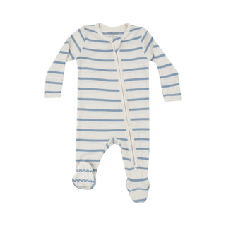 Angel Dear 2 Way Zipper Footie - Ribbed Stripe Glacier Lake