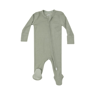 Angel Dear 2 Way Zipper Footie - Ribbed Solid Desert Sage