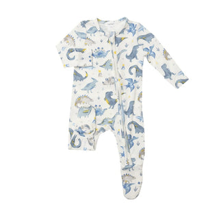 Angel Dear Blue Dinos Zipper Footie