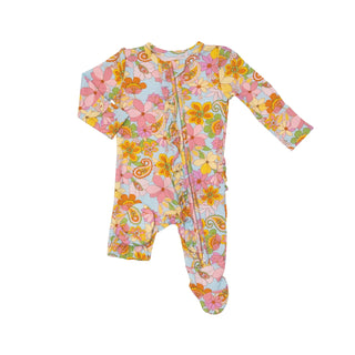 Angel Dear Paisley Floral Ruffled Zipper Footie