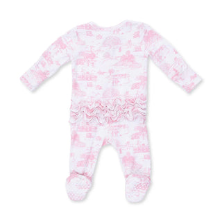 2-Way Zipper Ruffle Back Footie - Golf Tolie Pink