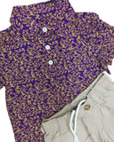 Meripex Purple/Gold Printed Dri Fit Tiger Polo